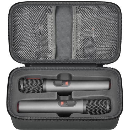 Boobowl Bluetooth Mikrofon Case Kompatibel mit JBL PartyBox Wireless Mic J2X Digitalmikrofone, tragbare Mic Box für wiederaufladbare Batterie, Empfänger, Adapter (nur Tasche) (grau)