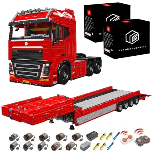 KYLON Technik LKW mit Anhänger, 8000+ Teile Technik LKW mit Tieflader, Technik Truck mit Anhänger Bauset Kompatibel mit Technik Auto, mk-19015, mk-19015T