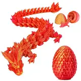 Xynqura Drachenei Mit Drache 3D, 3D Gedruckter Drache, 3D Drache, Realistische Dracheneier Im Ei Gelenkiger Voll Beweglicher, Überraschungs Easter Dracheneier Wohnkultur (Strahlungsrot)