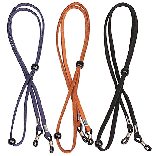 kuou 3 Stück Brillenband aus Leder, Universal Brillenbänder Brillenkette Einstellbarer Brille Cord für Damen und Herren, 67