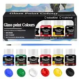 Allony Glasfarbe Spülmaschinenfest, Glass Paint, Glasmalfarben, Keramik Bemalen Set, Reine und Helle, Zarte Paste, Ideal Zum Bemalen Von Tassen, Vasen und Glas, 6 * 25ml