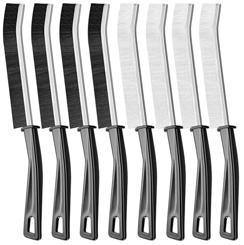 Spaltreinigungsbürste,8 Stücke Fugenbürste Hartborsten-Eckenreinigungsbürste,Schmalen Reinigungsbürste,Aluminiumkopf Fugenreinigungsbürste für Tiefenreinigung von Fenstern, Badezimmern, Küchenspülen