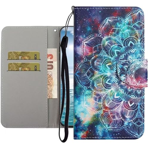 Nadoli Hülle für Xiaomi Redmi Note 12 Pro Plus 5G,Halbes Mandala Blume Muster PU Leder Magnetisch Flip Brieftasche mit Handschlaufe Kartenslot Ständer Klapphülle