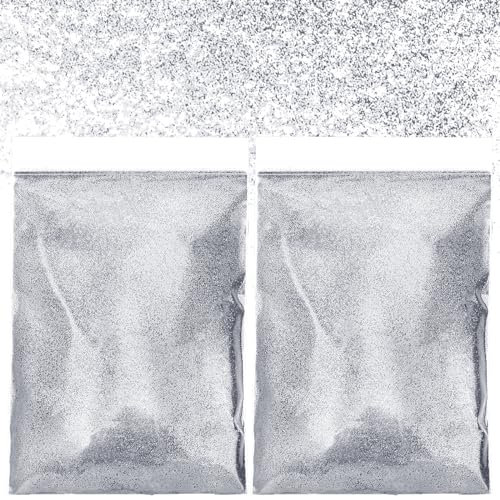 100 g ultrafeines Glitzerpulver, Festival-Glitzer-Pailletten Silberpulver Basteln Silber Glitzerpulver für Kosmetische Dekorationen für Nägel Kunst Gesicht Kartenherstellung Basteln (Silber)