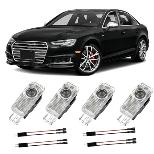 Sylswx 4 Stück Autotür Licht Projektor Türbeleuchtung für A1/A3/A4/A5/A6/A7/A8/Q2/Q3/Q5/Q7/Q8/TT/R8, Türprojektoren Einstiegsbeleuchtung Unterbodenbeleuchtung Auto Zubehör