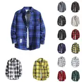 Gsheocm Flanellhemd Herren Kariert Herrenhemden Langarm Casual Button Down Freizeithemd Mit Brusttasche Normal Passform Flanellhemden Regular Fit Kariert Button Down Warm Freizeit Herren Hemd