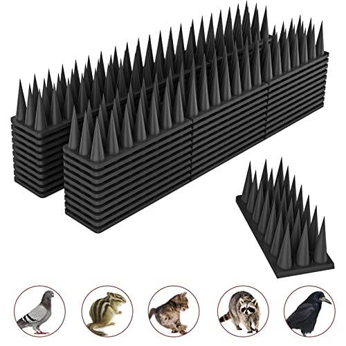 Taubenabwehr Spikes, Vogelabwehr Spikes Kunststoff, Taubenabwehr Balkon, 5.7m 3 Reihig, Vogelschutz Spikes für Tauben, Balkon, Katze, Marder, Zaun, Fensterbank, Dach - 20 Stück Schwarz