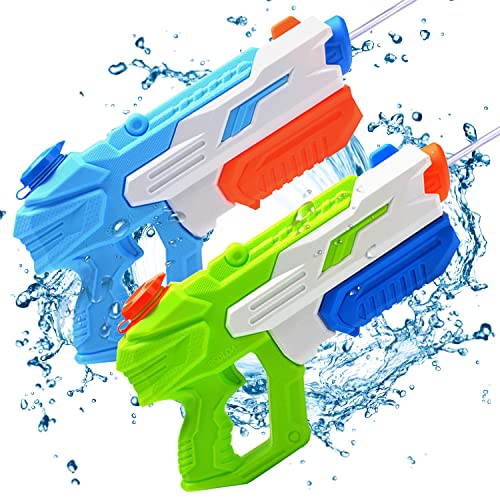 Delycazy Wasserpistole für Kinder, 2 Stücke Wasserpistole mit 10 Meter Großer Reichweite Super Wasser Soaker Spritzpistole 650ML Wasserspritzpistole Schwimmbad Strand Outdoor Spielzeug für Erwachsene