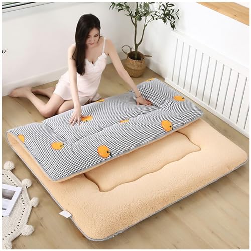 収納マスター Japanische Bodenmatratze 4 Zoll, Futon-Matratze doppelseitig, Faltbare Tatami-Matte, aufrollbare Isomatte, für Bodenbett-Gästematratze(Farbe:D,Größe:150x200cm)