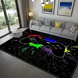 Ganekihedy Gamer Controller Teppiche rutschfeste Fußmatte Home Runner Teppich Schlafzimmer Kinder Spiel Krabbelmatte Teenager Junge Graffiti Spielkonsole Großer Rugs(Schwarz,160x200 cm)