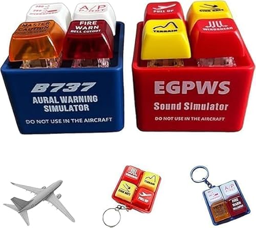 Xebular Pilot & Crew Alert Keychain Egpws Warning Sound Simulator, Tiny Aviation Cockpit Keychain with Bright LED Light, Glowing Emergency Master & Fire, Gift for Aviation Fans (Mix)