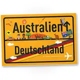 DankeDir! Australien Ortsschild - Schild 30 x 20 cm - Geschenk Idee Gutschein Reise Urlaub Reisegutschein Männer & Frauen Geldgeschenk Abschiedskarte Geschenkidee Deko Karte