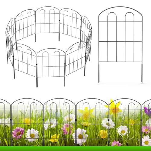 LIANTRAL Dekorativer Gartenzaun, 28 Stück, 61 cm (H) x 9 m (L), rostfreier Metalldrahtzaun, Bordüre, Tierbarriere, Blumeneinfassung für Landschaft, Terrasse, Hof, Outdoor, gewölbt