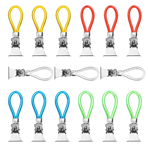 DONQL 15 Stück Handtuchklammer Handtuch-Haken Bunt Ersatz-Ösen Haken Küche Geschirrtücher Haken Set Handtuch Haken Handtuchclips Handtuchhalter-Clips für Bad Kücher 5 Farben