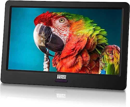 Tragbarer Mini Fernseher - August DA900D - 9 Zoll mit Akku - Portabler hochauflösender LCD TV mit DVB-T2 HD Tuner / EPG / Aufnahmefunktion (PVR) / Multimediaplayer / HDMI-In / USB / Kopfhöreranschluss