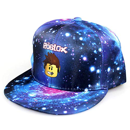 MAJEQZGY Roblox Cartoon Printing Baseball Kappe für Jungen und Mädchen Verstellbare Kindermütze Flache Krempe Sonnenhut für Kinder Baseballkappe (DE/NL/SE/PL, Alphanumerisch, M, Blau)