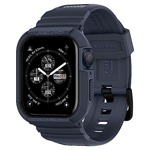 Spigen Rugged Armor Pro Hülle mit Armband Kompatibel mit Apple Watch Serie 9/8/7(45mm) 6/5/SE(44mm) - Charcoal Gray