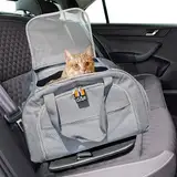 MY DUQUE – Modell CAR-GO Faltbare Hundebox und Transportbox für Katzen | ISOFIX für einfachen Einbau im Auto | Erweiterbare Hundetransportbox mit Zugriff vorn & hinten – Ideal für Flugreisen – Grau