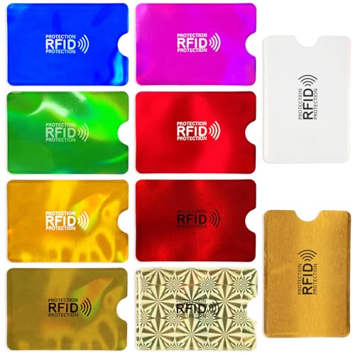 BLMHTWO 10 Stück KreditkartenhüLle, RFID Blocker KartenhüLle Buntes RFID Abschirmung HüLle ec Karten SchutzhüLle für Kreditkarten FüR Damen und Herren, GeldböRse, Reisepass