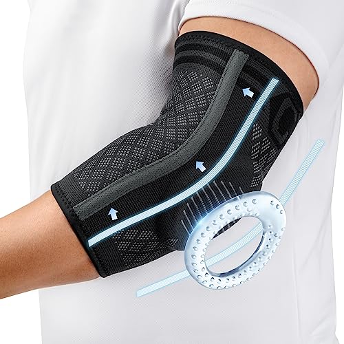 CAMBIVO 2x Ellenbogenbandage Herren Damen, Tennisarm Bandage mit Gelpolster und Seitenstabilisatoren, Bandage Ellenbogen für Schmerzlinderung bei Tennisarm, Golferarm, Sehnenentzündungen