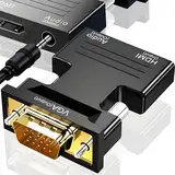 Retoo HDMI to VGA mit Audio Adapter HDMI auf VGA Konverter Kabel 1080P 60HZ Stecker auf Buchse Converter von Alter PC zu TV/Monitor mit HDMI Audio für Monitor Projektor HDTV