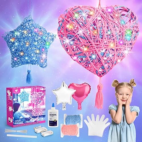 Hapikids Bastelset Mädchen 6-12 Jahre, 3D String Art Kit für Kinder, Sternenlaterne Basteln, Bastelset Kinder ab 6 Jahre Geburtstagsgeschenk