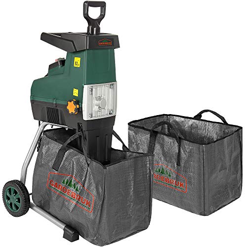 Gardebruk® Leisehäcksler 3100 W max. 44 mm Aststärke Elektrisch 2 x 60 L Auffangbeutel Gartenhäcksler Walzenhäcksler Schredder Häcksler