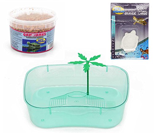 BPS® BPS-88510 Schildkröten-Terrarium-Set, große Insel, mit Kalziumblock und Futter für Schildkröten, zufällige Farbauswahl, BPS-88510*1