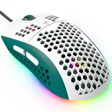 KUIYN 383 PRO Ultraleichte kabelgebundene Gaming-Maus, leichte Wabenschale, 6 RGB-atmungsaktive Hintergrundbeleuchtung, 6 einstellbare DPI 6400, USB-optisches Modell Win10/XP/Xbox/PS4/PS5/Mac/HP/Acer