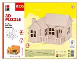 Marabu 317000000013 - KiDS 3D Holzpuzzle Strandhaus, mit 27 Puzzleteilen aus FSC-zertifiziertem Holz, ca. 19 x 14 cm groß, einfache Stecktechnik, zum individuellen Bemalen und Gestalten