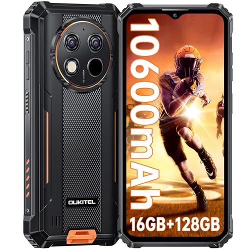 OUKITEL WP28S Outdoor Smartphone Android 14-10600mAh Outdoor Handy Ohne Vertrag, 8GB RAM + 128GB ROM Baustellenhandy 6,52 Zoll,13MP+5MP Kamera, NFC/GPS/Fingerabdruck/Face ID