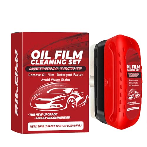 Car Windscreen Cleaner Glass Oil Film Remover - 120ml Glass Oil Film Remover,| Oil Film Cleaner with Sponge Cloth, Car Window Glass Cleaner to Prevent Rain and Fog Removal