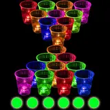 meishuneu 22 Stück leuchtende Partybecher für Partyspiele, 5 gemischte Farben, Plastikbecher, liefert Dekorationen mit Bällen, drinnen, draußen, Neon, Party, Event, Geburtstag, Festivals, Hochzeit