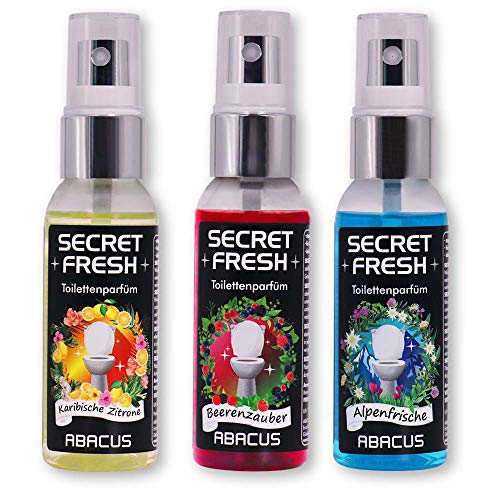 ABACUS® Secret Fresh Toilettenparfüm Sommer Mix, Toiletten Parfüm – verhindert Gerüche & schützt vor peinlichen Situationen – Toiletten Parfum, Secret Fresh Toilettenparfüm 3x 50 ml (7639)