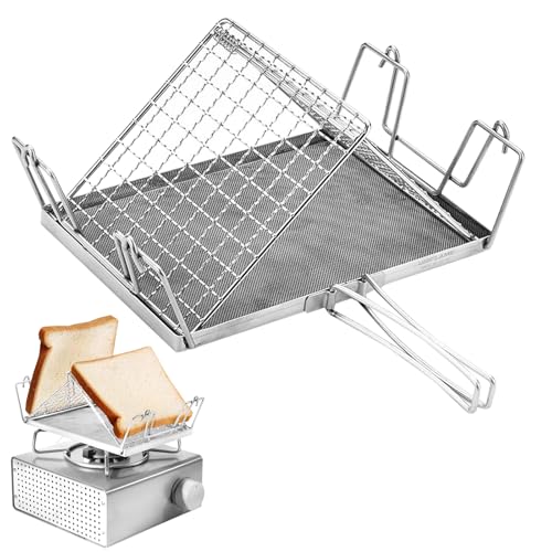 Camping Toaster, Camping Toast Racks aus Edelstahl, Camping Toast Racks Faltbarem, Toaster Für Gaskocher Toaster Für Kocher, Kompakt, Camping Zubehör – Ideal für Outdoor, Camping, Grillen & Wandern