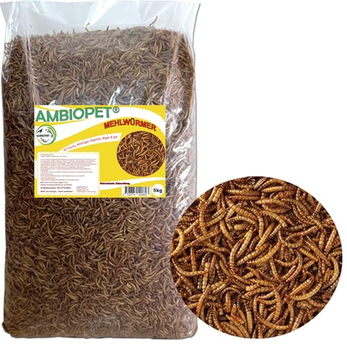 Naturprodukt Ambiopet 5 kg Mehlwürmer getrocknet für Nager Vögel Reptilien Fisch Igel auch Koifutter