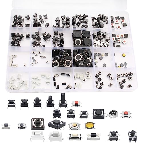 RUNCCI-YUN Mikroschalter 240pcs 24 Werte Taktile Drucktastenschalter Button Micro Tactile Switch Mikroschalter Sortiment Micro Switch Taktile Druckschalter für Auto Fernbedienung Schlüssel