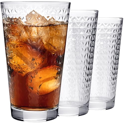 KONZEPT Große Wassergläser 12er Set 380 ml, Moderne Hohe Gläser aus Transparentem Glas, Universelle Trinkgläser Set für Wasser, Saft, Softdrinks, Eiskaffee