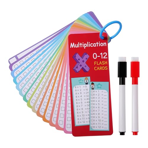 HJZHII 15 Stück Lernkarten mit 2 Trocken Abwischbaren Markern,1x1 Lernen Spiel,Einmaleins Spiel 1x1 Rechnen Lernen Sie Multiplikation Einmaleinstabelle für Das Klassenzimmer Zu Hause Lustige