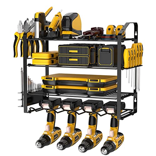Power Tool Organizer Elektrowerkzeug Organizer Bohrhalter Wandhalterung, Hochleistungs Metall Werkzeugregal, Garagenwerkzeugorganisatoren und Lagerung, Bohrhalter Wandhalterung
