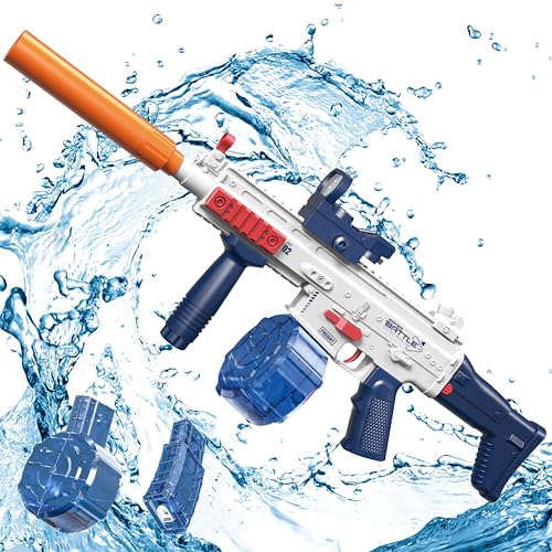 Wasserpistole Elektrisch, Erwachsene Wasserpistole, Automatische Wasserpistole mit Großer Kapazität, Reichweite Bis Zu 8 M, Geeignet FüR Pool Strand AktivitäTen Im Freien