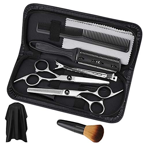 Friseurscheren Set,Scheren-Sets aus Edelstahl zum Ausdünnen und Strukturieren Haarschere (10Pcs)