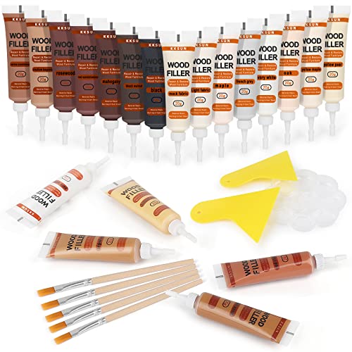 CHUKCHI Holzmöbel Reparaturset, 28-teiliges Set Holzfüller Reparaturset Möbel Kratzloch Restaurierung mit Schaber, Bürsten, Palette zum Reparieren von Böden, Schreibtischen