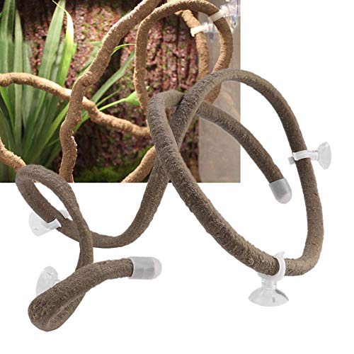 Reptile Climbing Branch 4.92ft Flexible Reptile Jungle Vines Terrarium Rattan Pet Habitat Dekor mit Saugnäpfen für Chameleon Lizards Gecko Climbing(L)