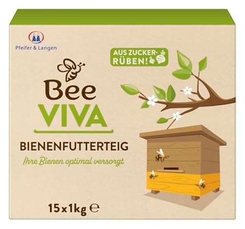 Bee Viva Neu! Futterteig für Bienen 15x1kg auf Zuckerrüben Basis | Bienenfutter Paste aus feinen Saccharosekristallen | Bienen Futterteig