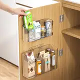 HQahnekme 2 Stück Küchenschranktür-Aufbewahrungsbox,Selbstklebendes Wandmontierte Aufbewahrungsbox, Schrank/Badezimmer/Kühlschrank Kleine Gegenstände Organizer Aufbewahrungsbox