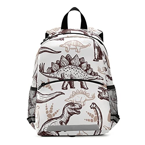 Isaoa Kleinkind-Rucksack mit Zügeln für Jungen und Mädchen, Dinosaurier-Skizze Stilvoller Kinder-Rucksack Rucksack Kindergartentasche Vorschule Kindergarten Reisetasche mit Brustclip