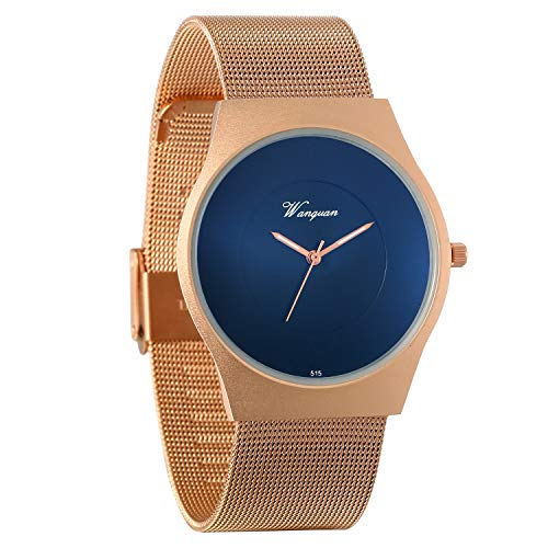 JewelryWe Uhren Herren Edelstahl Herrenuhr: Luxus Einfache 30M Wasserdicht Analog Quarz Armbanduhr Männer Geschäfts Casual Uhr mit Rosegold Edelstahl Milanaise Mesh Armband