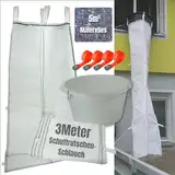 Schuttrutsche 3m | Flexible 3 Meter Schlauch, hohe Stabilität, einfache Installation | Bauschuttrutsche inkl. Einfülltrichter, 5m³ Malervlies und 4X Spanngurt optimales Set