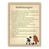 Reitbahnregeln Metallschild XL in 21x28 cm Regeln für Reithallen und Reitvereine einfach und optisch ansprechend dargestellt Jugendreitstunde Ponyreiten Regeln Reithalle